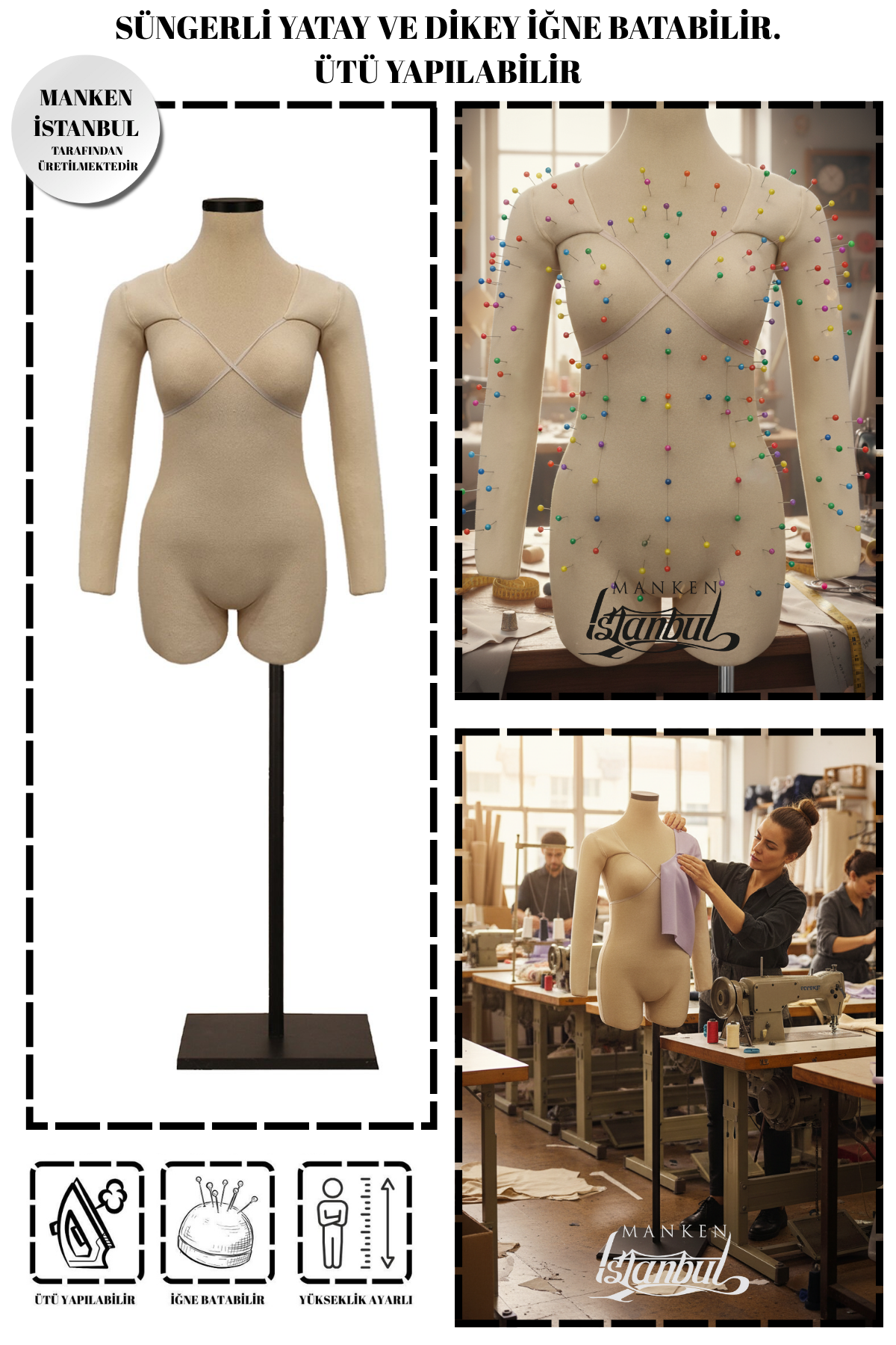 36 Beden Kollu İğne Batabilen Prova Mankeni Terzi Mankeni