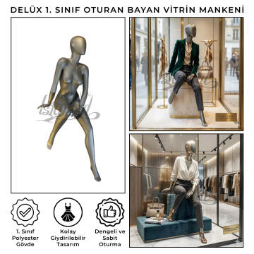 Delüx 1. Sınıf Oturan Bayan Vitrin Mankeni