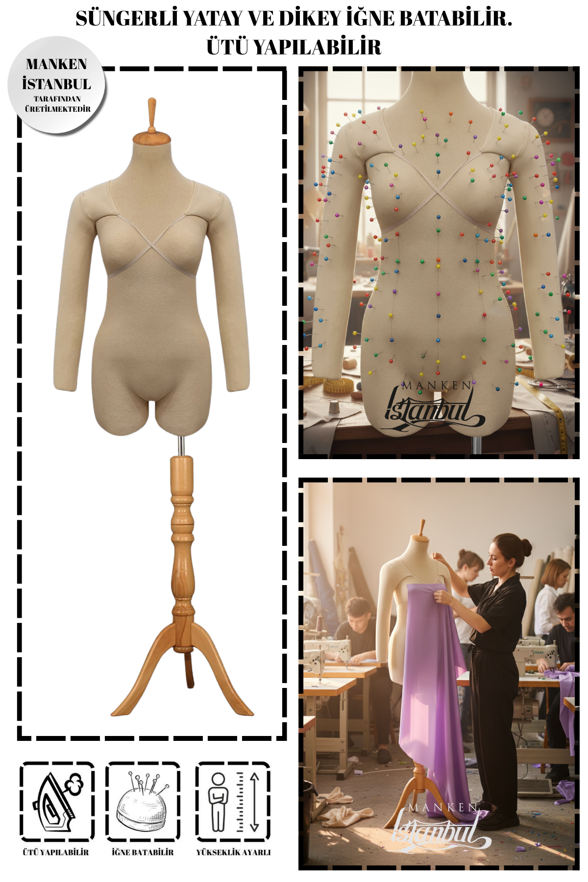 36 Beden Kollu İğne Batabilen Prova Mankeni Terzi Mankeni