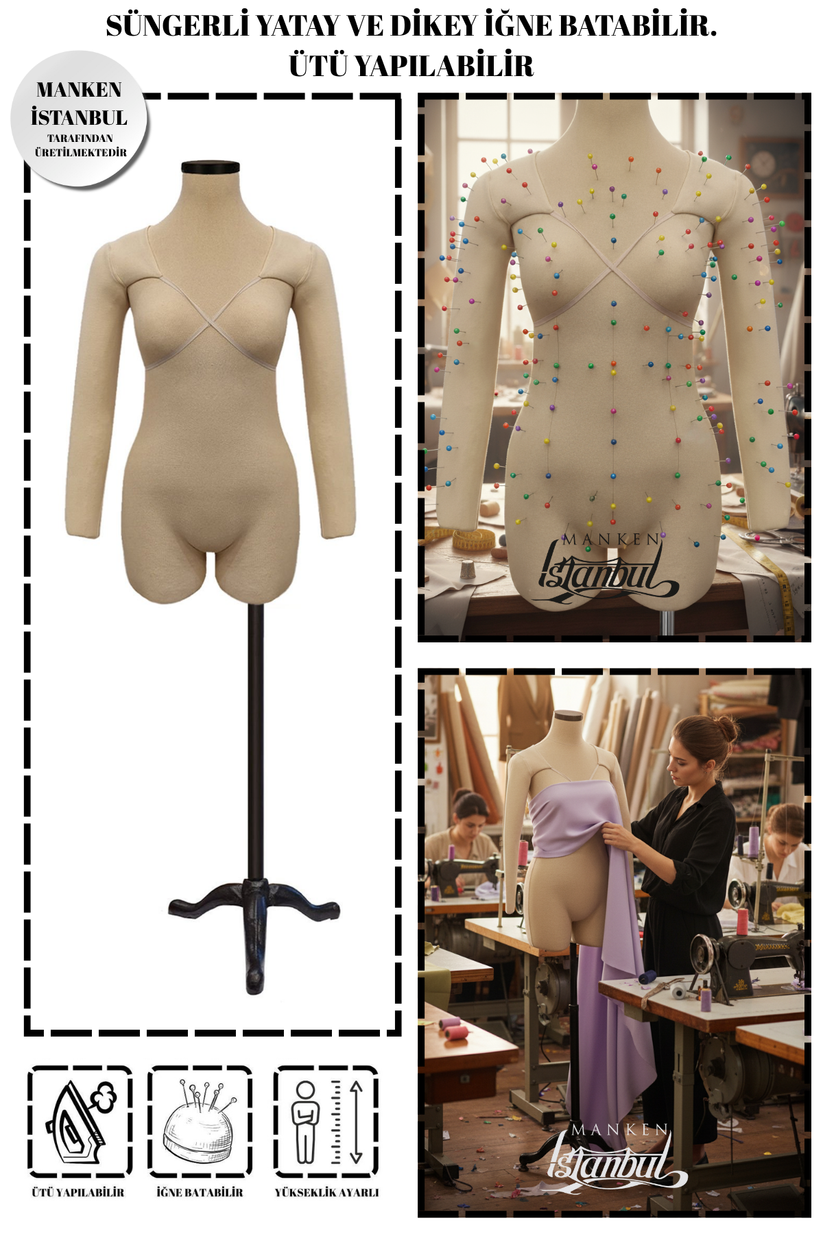 36 Beden Kollu İğne Batabilen Prova Mankeni Terzi Mankeni