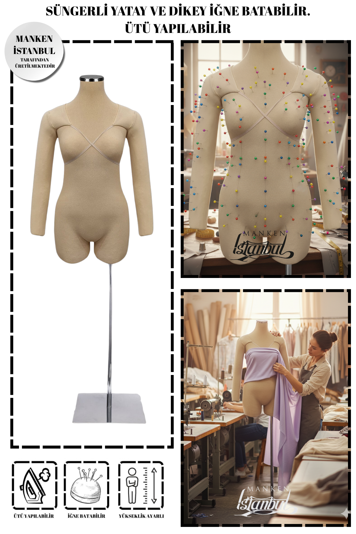 36 Beden Kollu İğne Batabilen Prova Mankeni Terzi Mankeni