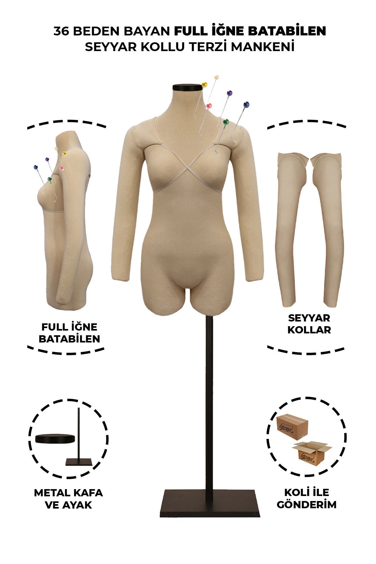 36 Beden Pantolon Giyebilen Kollu Prova Mankeni Terzi Mankeni