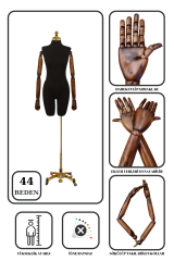 Lüks Gold Ayaklı Pantolon Giyebilen Ahşap Kollu Terzi Mankeni 44 beden