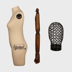 Keten Kumaş Tel Kafa Paçalı Terzi Mankeni Vitrin Mankeni