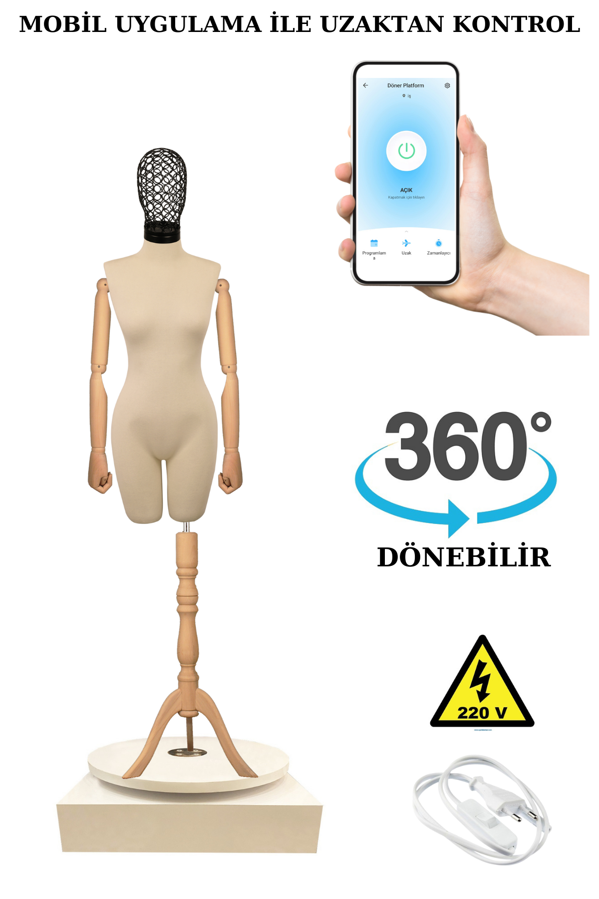 Dönen Standlı Wi-fi Kumandalı Vitrin Mankeni Terzi Mankeni