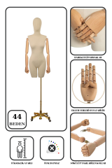 Lüks Gold Ayaklı Pantolon Giyebilen Ahşap Kollu Terzi Mankeni 44 beden