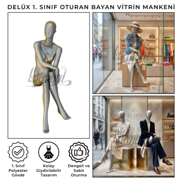 Delüx 1. Sınıf Oturan Bayan Vitrin Mankeni