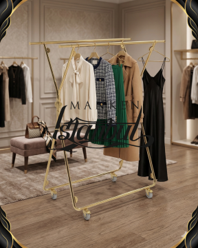 Yüksek Kalite Çift Askılı Gold Kaplama Katlanabilir Metal Orta Stand