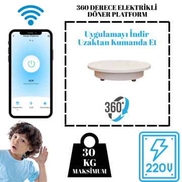 50 Cm Çap 30 Kg Taşıma Kapasiteli Uzaktan Wi-Fe Kontrol Döner Platform