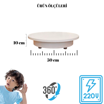 50 Cm Çap 30 Kg Taşıma Kapasiteli Uzaktan Döner Platform(