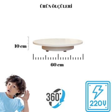 60 Cm Çap Uzaktan Wi-Fe Kontrol 30 Kg Kapasiteli Uzaktan Kontrol Döner Platform