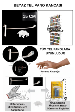Özel Üretim Koruma Kauçuk Beyaz Tel Pano Kancası
