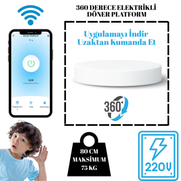80 Cm Çap 75 Kg Taşıma Kapasiteli Uzaktan Wi-Fe Kontrol Döner Platform