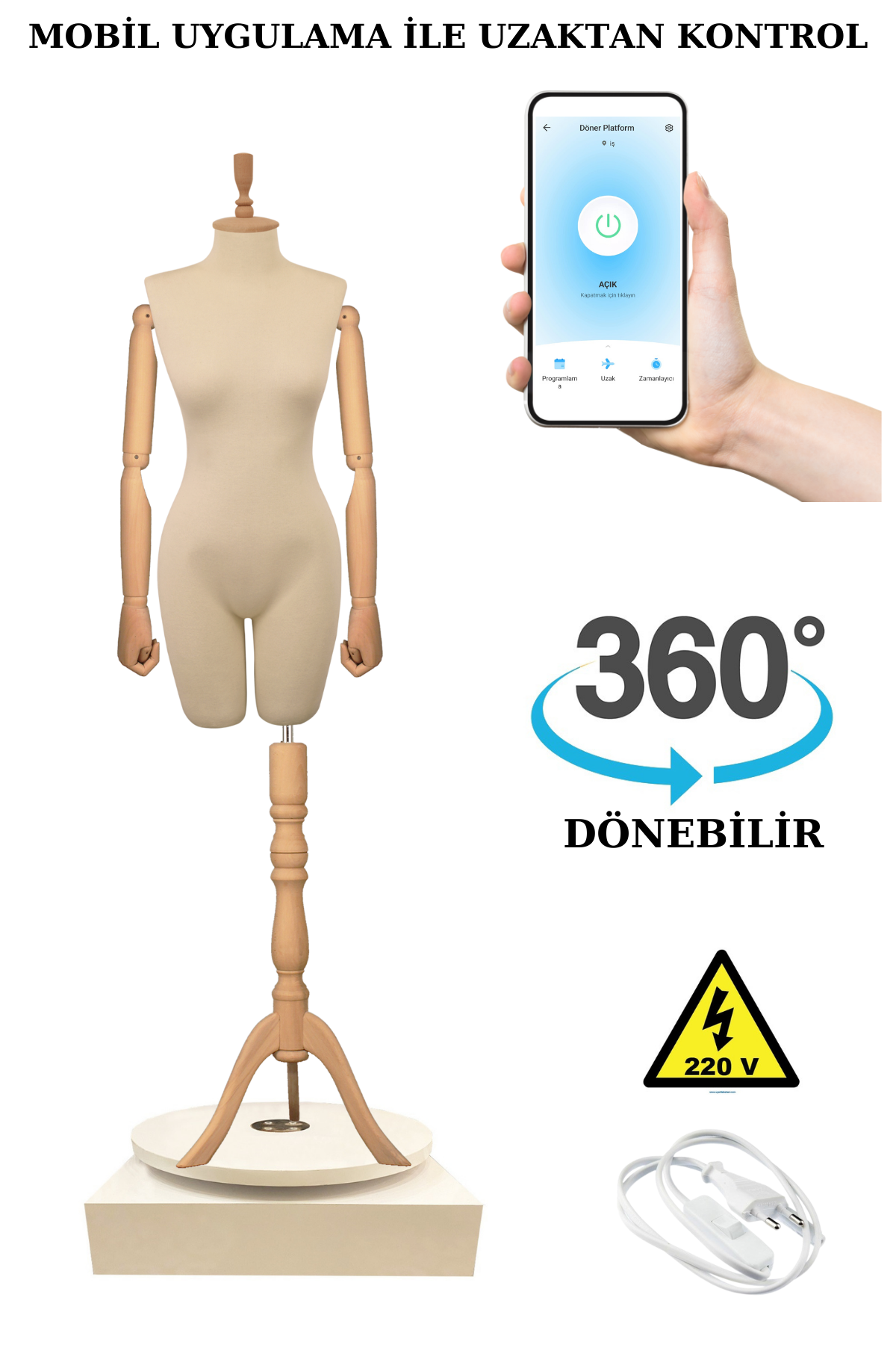 Dönen Standlı Wi-fi Kumandalı Vitrin Mankeni Terzi Mankeni