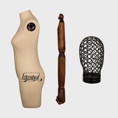 Keten Kumaş Tel Kafa Paçalı Terzi Mankeni Vitrin Mankeni