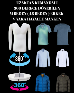 360 Derece Dönebilen V Yaka  Erkek Hayalet Manken
