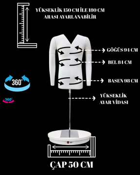 360 Derece Dönebilen V Yaka  Erkek Hayalet Manken