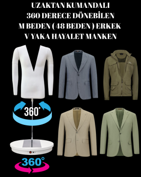 360 Derece Dönebilen Derin Yaka Fotoğraf Çekimi İçin Erkek Hayalet Vitrin Mankeni