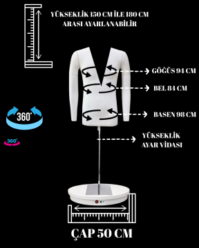 360 Derece Dönebilen Derin Yaka Erkek Hayalet Manken