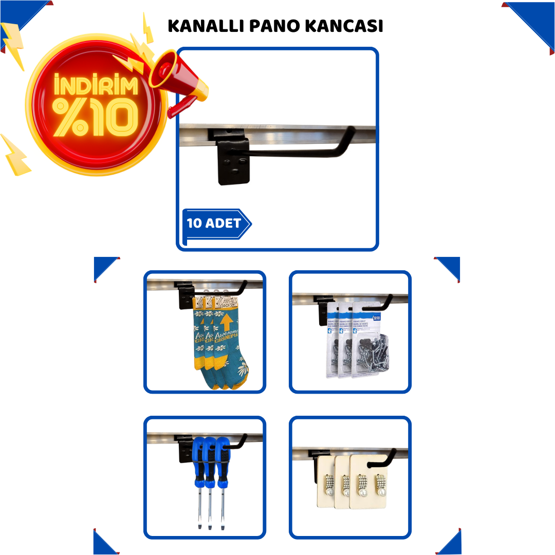Kanallı Pano Kancası Siyah-5 mm Dayanıklı Yapı