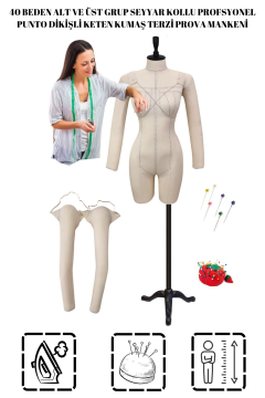 Seyyar Kollu 38/40 Beden Profesyonel Süngerli Terzi Mankeni 40 beden