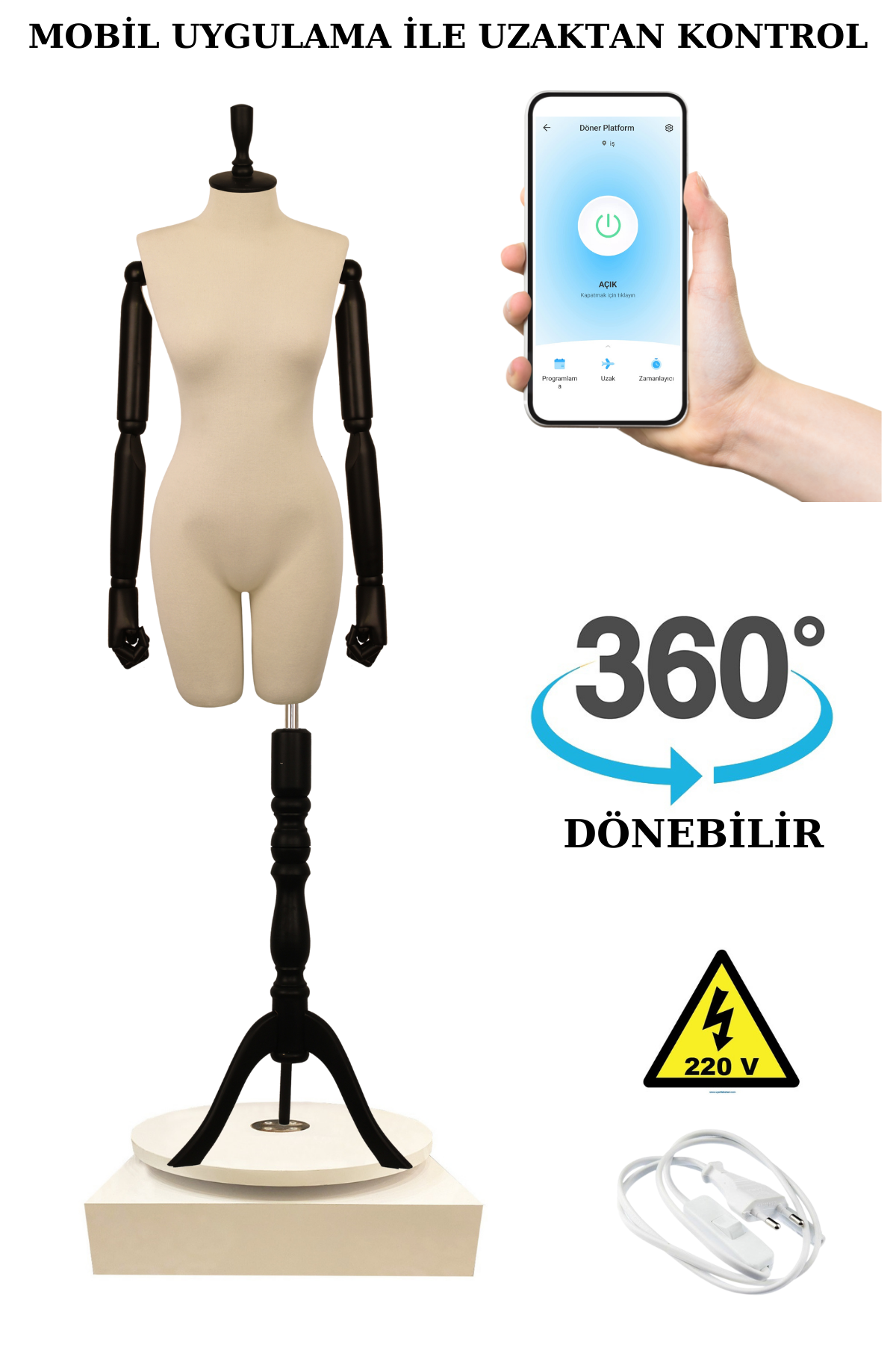 Dönen Standlı Wi-fi Kumandalı Vitrin Mankeni Terzi Mankeni