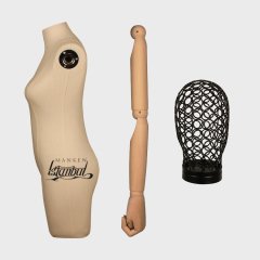 Keten Kumaş Tel Kafa Paçalı Terzi Mankeni Vitrin Mankeni