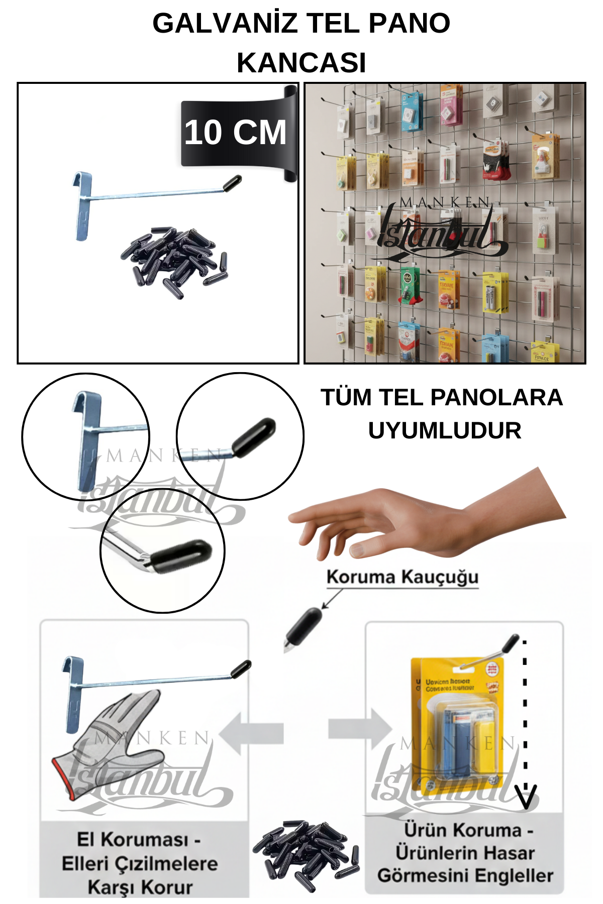 Özel Üretim Koruma Kauçuk Galvaniz Kanallı Pano Kancası