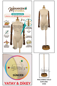 Pantolon Giyebilen Ahşap Kollu Terzi Mankeni Vitrin Mankeni