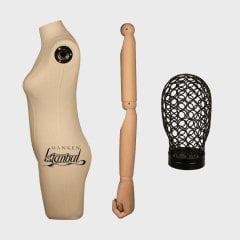 Keten Kumaş Tel Kafa Paçalı Terzi Mankeni Vitrin Mankeni