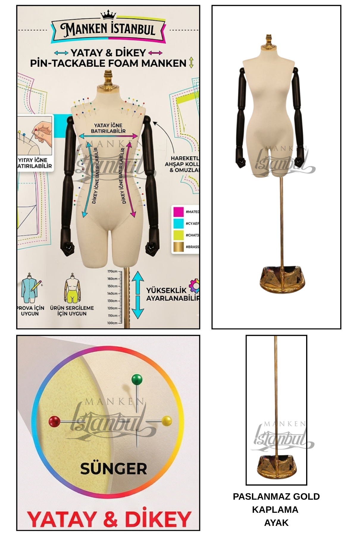 Pantolon Giyebilen Ahşap Kollu Terzi Mankeni Vitrin Mankeni
