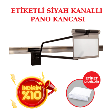 Etiketli Siyah Kanallı Pano Kancası-5 mm Dayanıklı Yapı