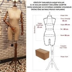 Pantolon Giyebilen Ahşap Kollu Terzi Mankeni Vitrin Mankeni