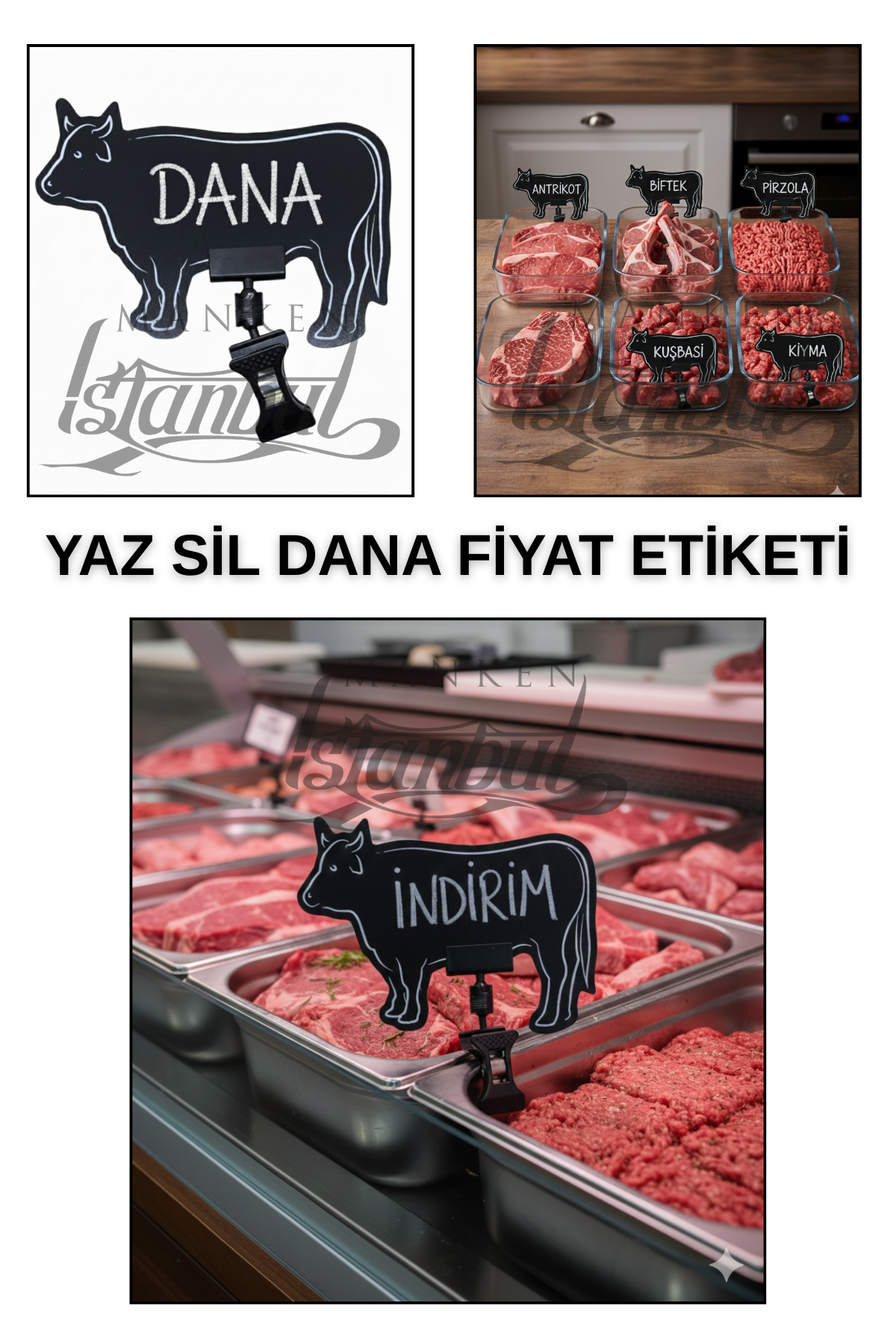 10 Adet Yaz Sil Dana Kuzu Tavuk Keçi Balık Fiyat Etiketi DANA - 10 ADET