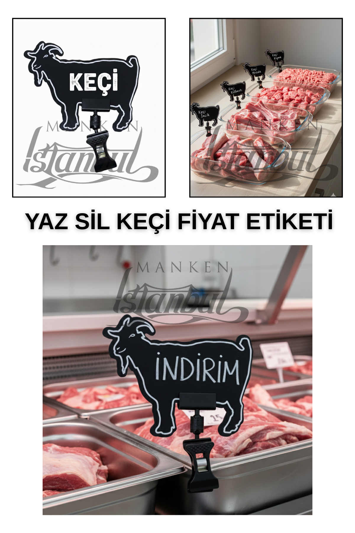10 Adet Yaz Sil Dana Kuzu Tavuk Keçi Balık Fiyat Etiketi KEÇİ - 10 ADET