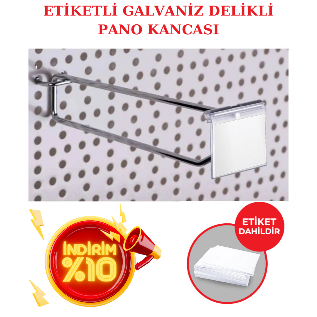Etiketli Delikli Pano Kancası Galvaniz-5 mm Dayanıklı Yapı