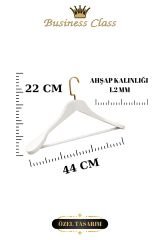 Business Class 5 Adet 44 Cm Beyaz Ahşap Takım Elbise Ceket askısı