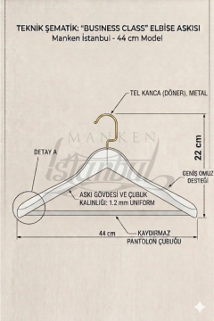 Business Class 10 Adet 44 Cm Beyaz Ahşap Takım Elbise Ceket askısı