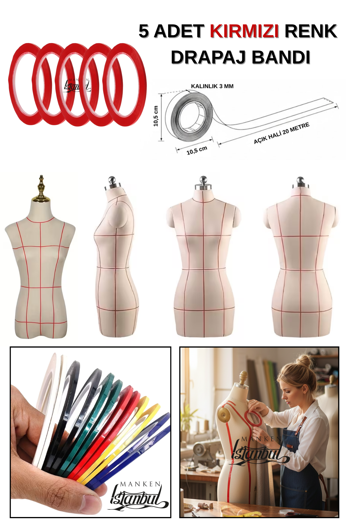 İşaretleme Bandı Drapaj Bandı & 5 Adet Toplam 100 Metre