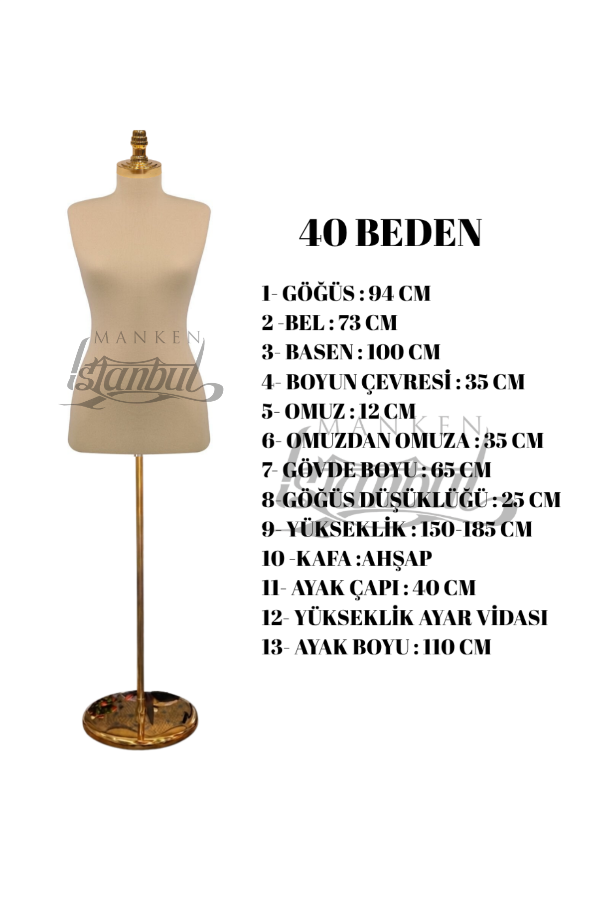 İğne Batabilen Terzi Mankeni 34-46 Arası 40 beden