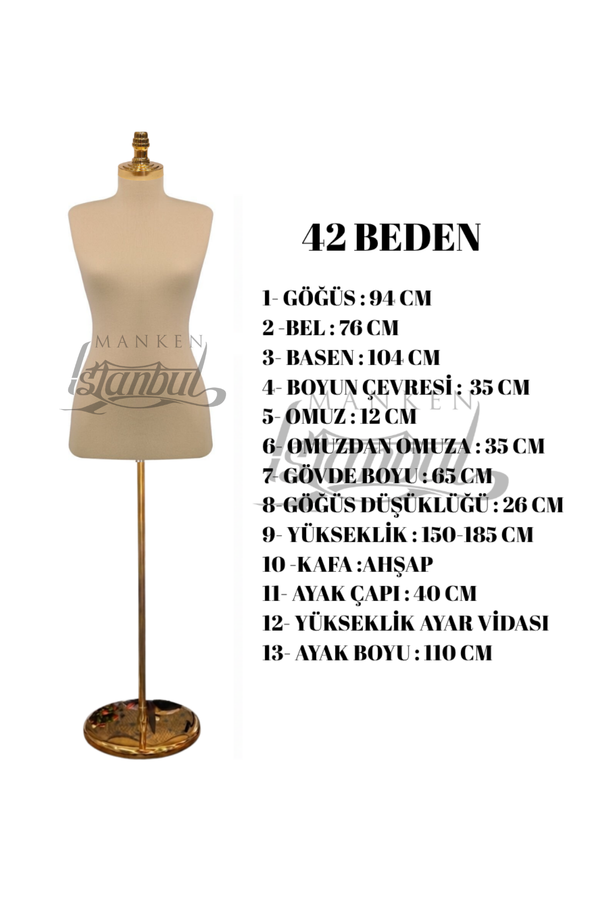 İğne Batabilen Terzi Mankeni 34-46 Arası 42 beden