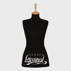 Siyah kumaşlı terzi mankeni prova mankeni vitrin mankeni 34 beden