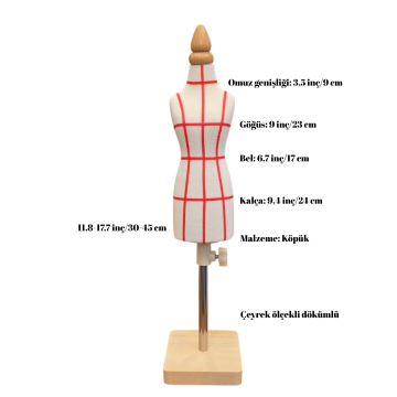 25 Eşer Minyatür Kılavuz Çizgili Terzi Mankeni