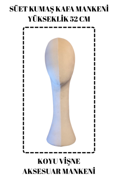 Süet Kumaş Uzun Kafa Mankeni Peruk Mankeni
