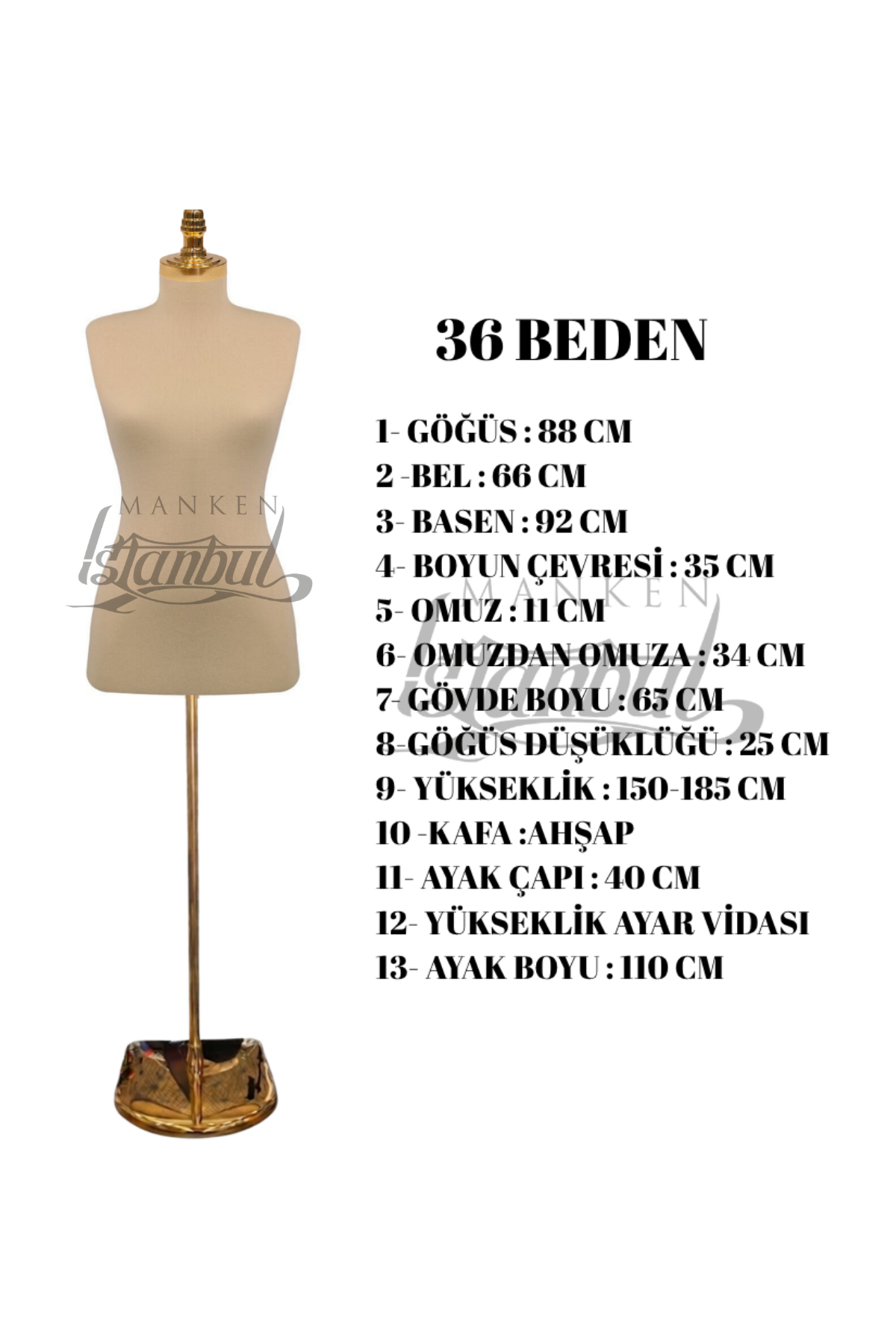 İğne Batabilen Terzi Mankeni 34-46 Arası 36 beden
