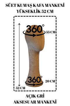 Süet Kumaş Uzun Kafa Mankeni Peruk Mankeni