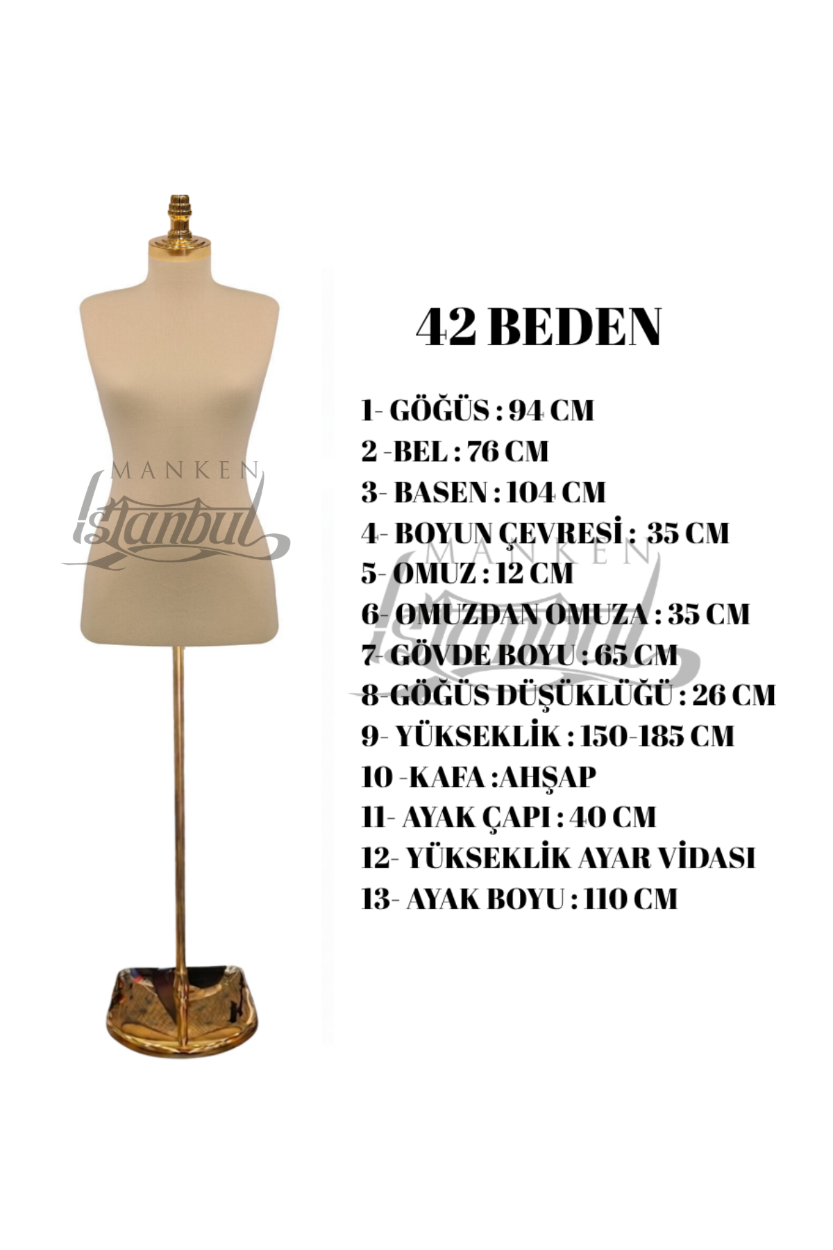 İğne Batabilen Terzi Mankeni 34-46 Arası 42 beden