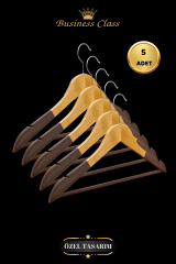 Business Class 5 Adet 44 Cm Kadife Ahşap Takım Elbise Ceket askısı