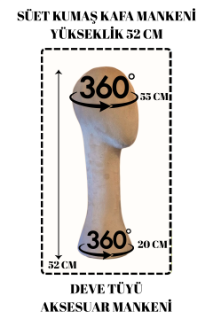 Süet Kumaş Uzun Kafa Mankeni Peruk Mankeni