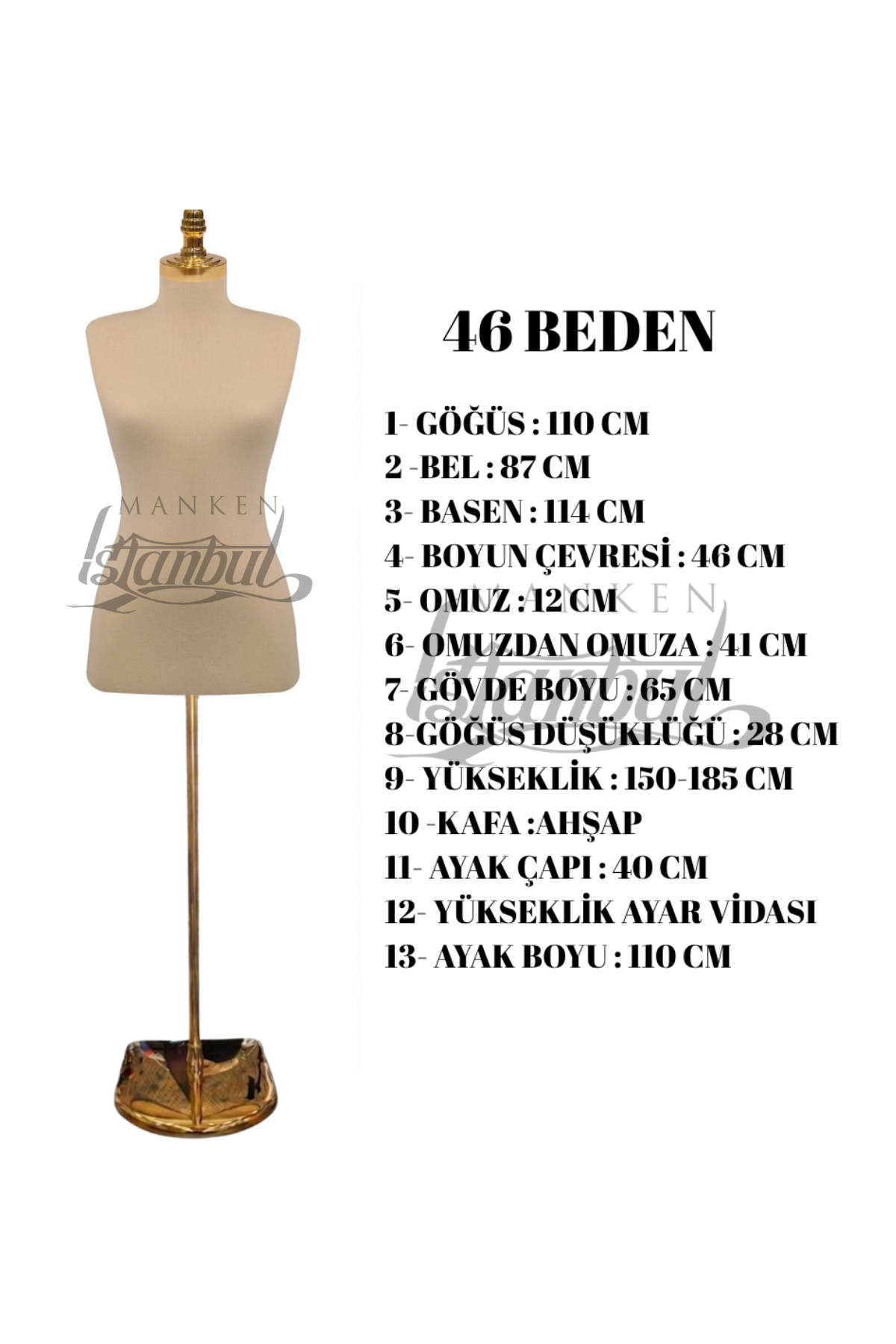 İğne Batabilen Terzi Mankeni 34-46 Arası 46 beden